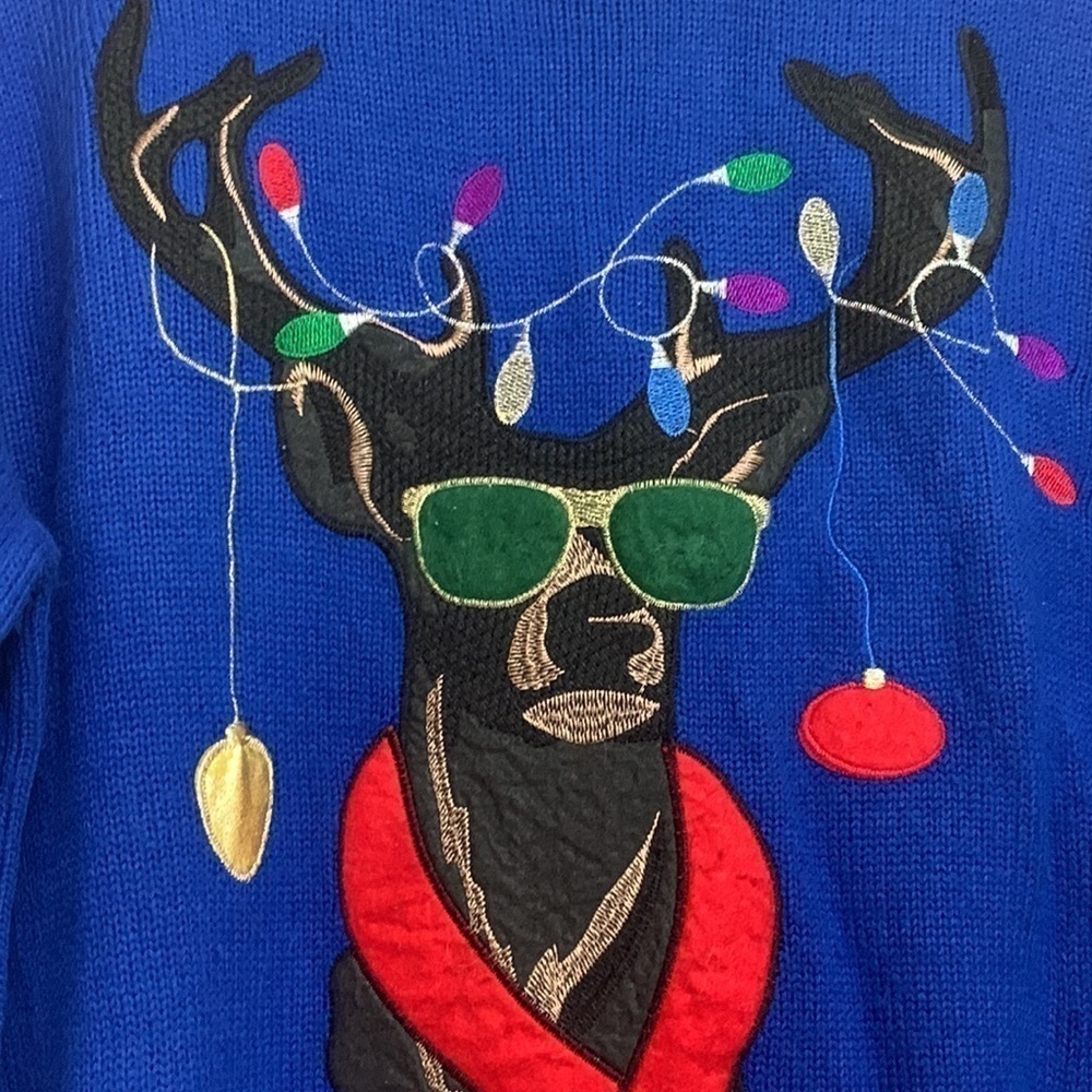Jolly Sweaters | Blue “Bro Where’s The Party”Holiday Reindeer Unisex Sweater L - Picture 5 of 17